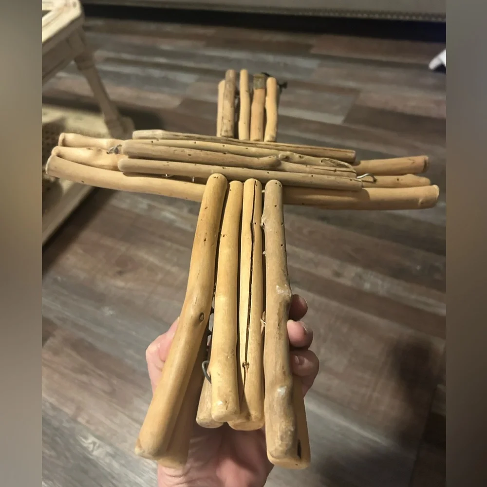 $19 sale handmade wall hanging cross rustic driftwood sticks colorful bead wire